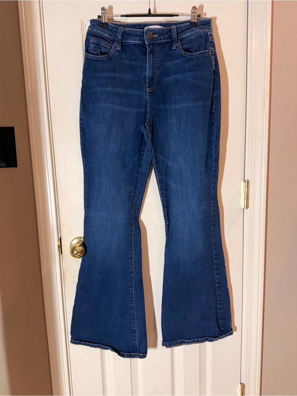 SO Women's Dark Blue High-Rise Flare Jeans